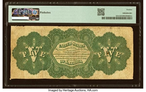 image for: Fr. 61b $5 1862 Legal Tender PMG Fine 12....