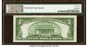 image for: Fr. 1956-L $5 1934 Mule Federal Reserve Note. PMG Choice Uncirculated 64 EPQ....
