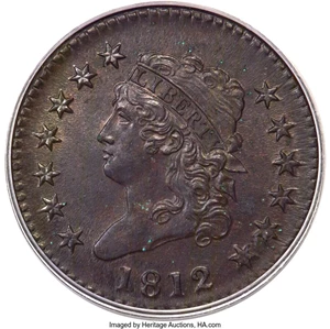 image for: 1812 1C Large Date, S-289, B-4, R.1, MS64 Brown PCGS....