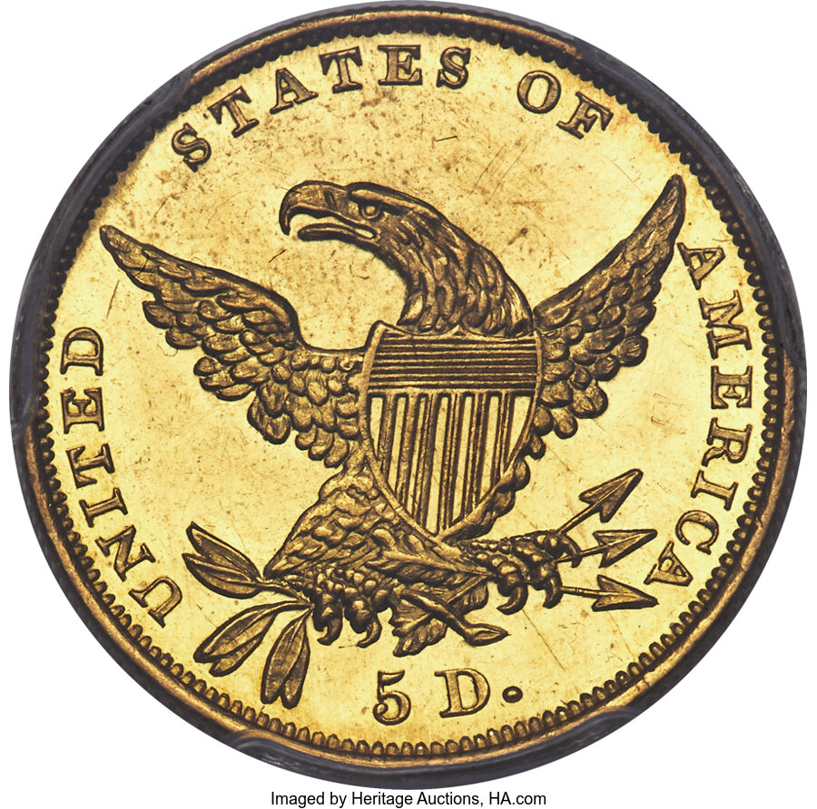 1834 $5  Classic Head, Plain 4 MS PL thumbnail 2