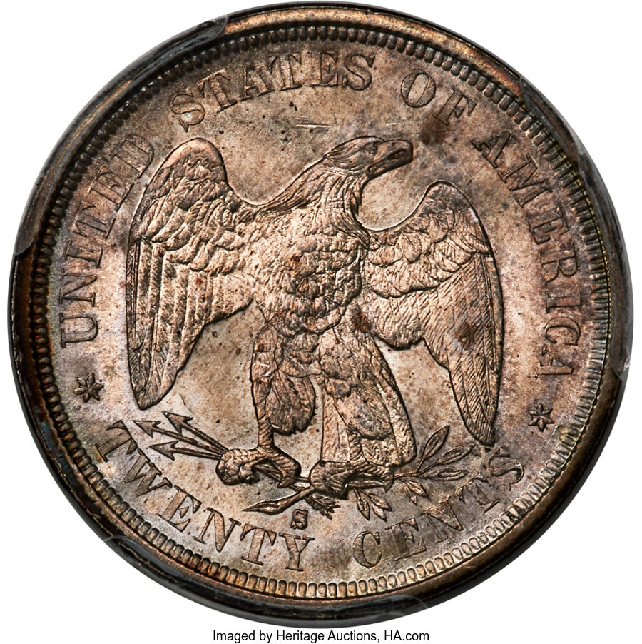 1875-S/S 20c Misplaced Date, FS-302 AU53 CAC thumbnail 18