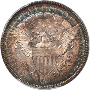 image for: 1803 50C Large 3, Small Reverse Stars, 12 Arrows, O-101, T-1, R.3, MS62 PCGS....
