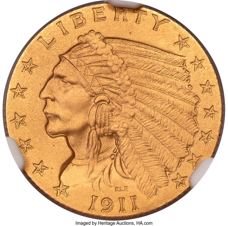 1911 $2 1/2 PR67 NGC. JD-1, R.4. ...