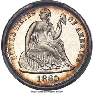 image for: 1860 10C F-101a, R.4, MS68 PCGS....