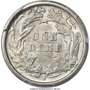 image for: 1862-S 10C F-102, High R.4, AU55 PCGS....
