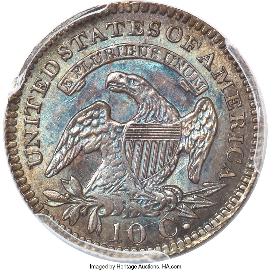 1821 10c Large Date, JR-5 MS64 thumbnail 2