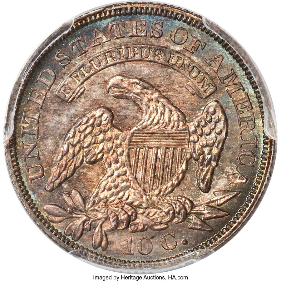 1837 10c Capped Bust MS60 thumbnail 18