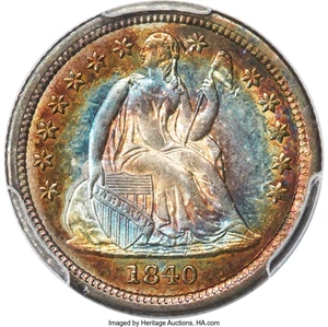 image for: 1840 10C Drapery, F-101, R.3, MS64 PCGS....