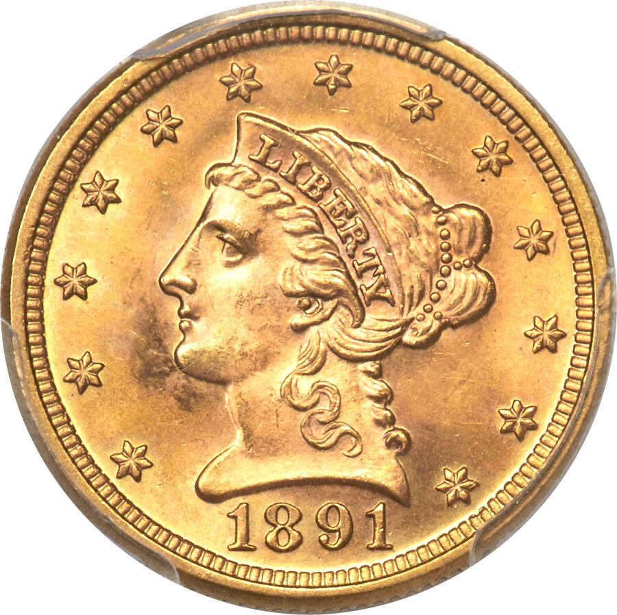 1891 $2 1/2 Doubled Die Reverse, FS-801, MS65 PCGS. ...