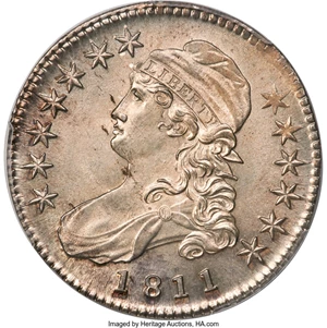 image for: 1811 50C Small 8, O-107, R.4, MS64 PCGS....