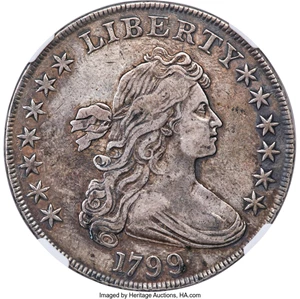 image for: 1799 $1 7x6 Stars, B-16, BB-158, R.2, XF40 NGC....