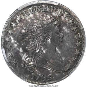 image for: 1799 $1 7x6 Stars, B-5, BB-157, R.2, VF35 PCGS....