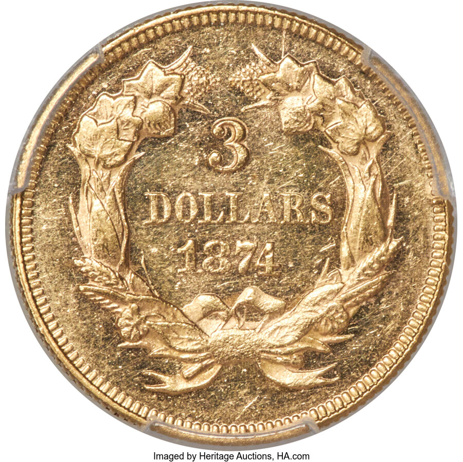 1874 $3  MS PL MS61 PL CAC thumbnail 2