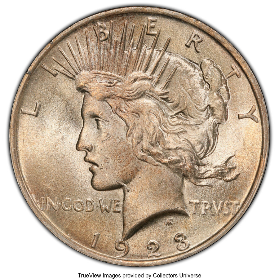 1923 $1 Whisker Jaw, VAM-1A, MS62 PCGS. A Top 50 Variety. PCGS Population: (43/176 and 0/7+). NGC Census: (0/0 and 0/0+). C...