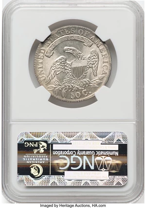 image for: 1833 50C O-106, R.2, MS61 NGC. NGC Census: (2/3). PCGS Population: (0/4). CDN: $880 Whsle. Bid for NGC/PCGS MS61. Mintage 5...