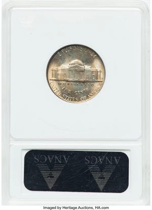 image for: 1949-S 5C MS67 ANACS. Mintage 9,716,000. ...