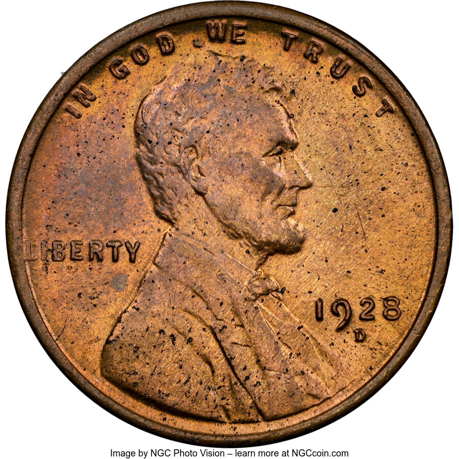 1928-D 1C MS63 Red and Brown NGC. NGC Census: (65/202). PCGS Population: (157/370). CDN: $80 Whsle. Bid for NGC/PCGS MS63. ...