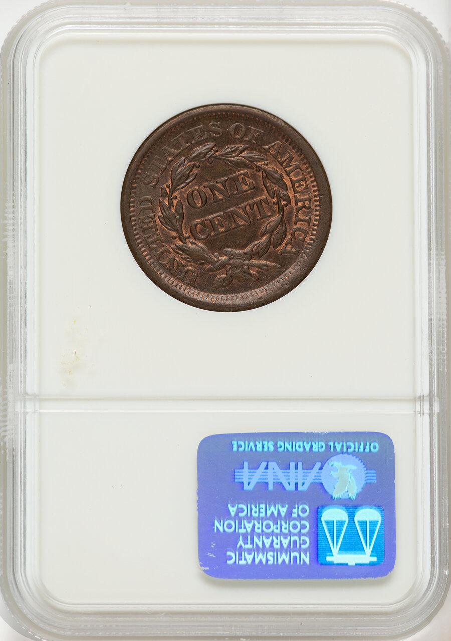 1856 1c Slanted 5, N-14 MS BN MS64 BN thumbnail 3