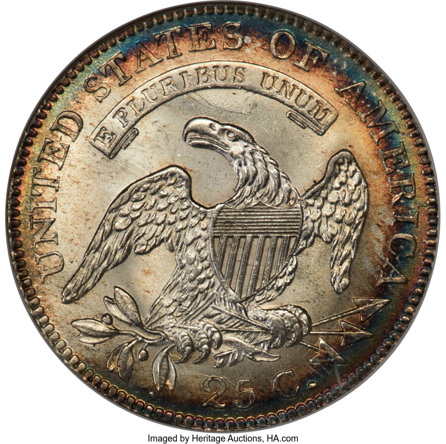 1818 25c B-4 MS64 CAC thumbnail 4