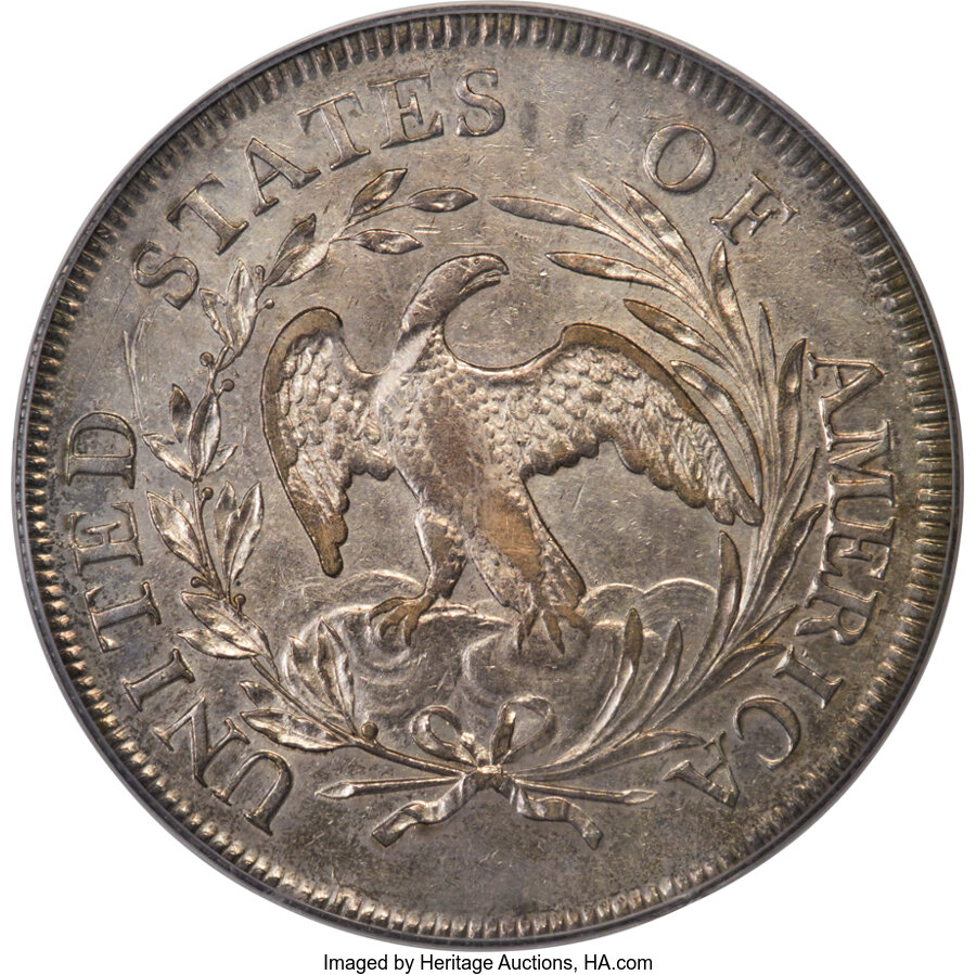 1796 $1  Small Date, Large Letters, B-4, BB-61 AU50 thumbnail 2
