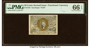 image for: Fr. 1245 10¢ Second Issue PMG Gem Uncirculated 66 EPQ....