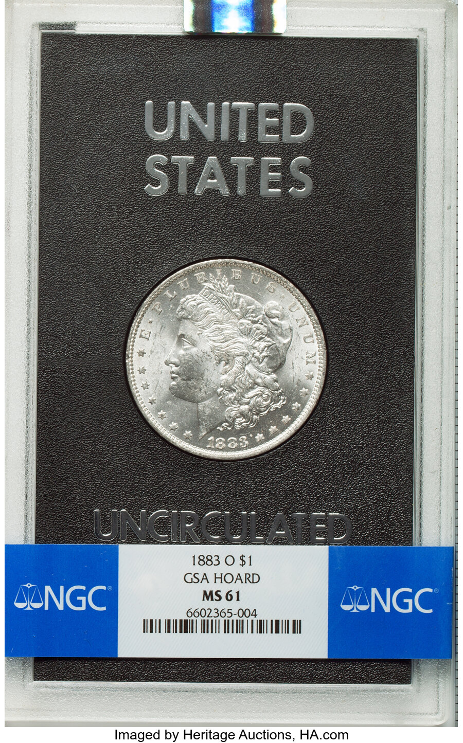 1883-O $1 GSA Hoard MS61 NGC. Box Included. NGC Census: (23/302). PCGS Population: (2/24). CDN: $165 Whsle. Bid for NGC/PCG...