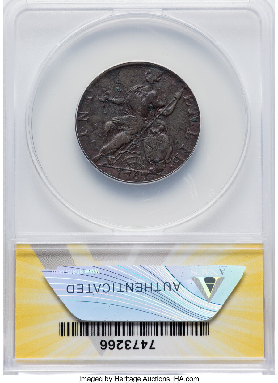 1787 Copper Connecticut, Mailed Bust Left, Horned MS BN VF35 BN thumbnail 6