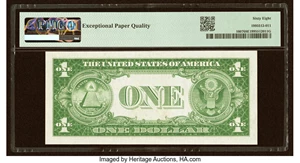 image for: Low Serial Number 814 Fr. 1607 $1 1935 Silver Certificate. PMG Superb Gem Unc 68 EPQ....