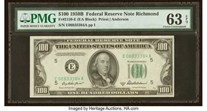image for: Fr. 2159-E $100 1950B Federal Reserve Note. PMG Choice Uncirculated 63 EPQ....
