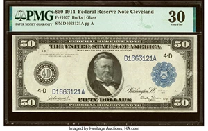 image for: Fr. 1037 $50 1914 Federal Reserve Note PMG Very Fine 30....