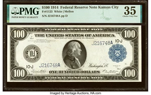 image for: Fr. 1123 $100 1914 Federal Reserve Note PMG Choice Very Fine 35....