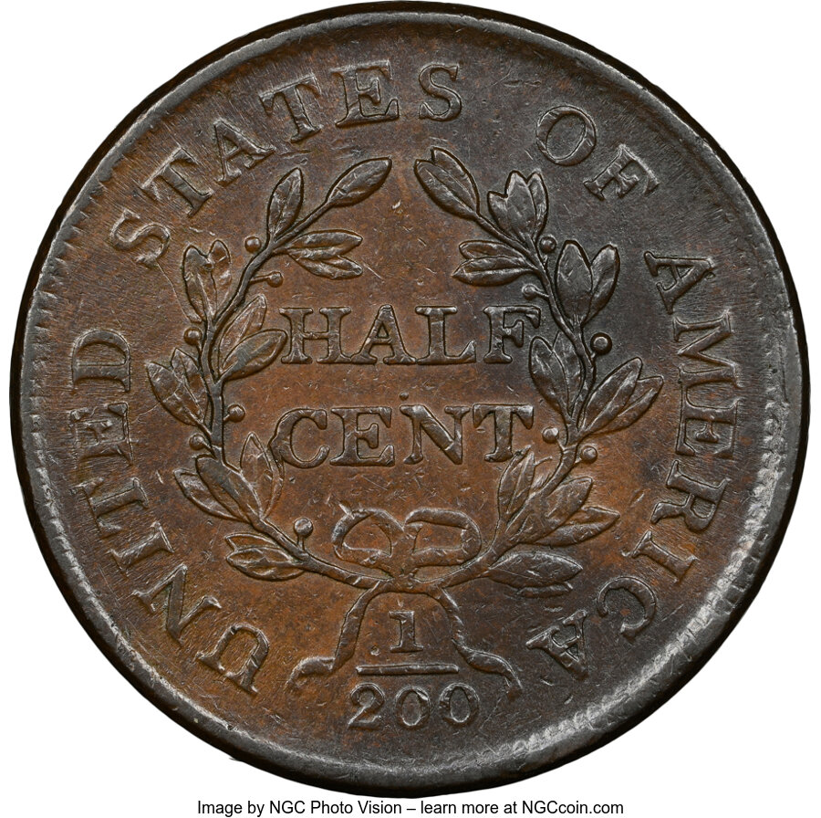 1805 1/2c Small 5, No Stems MS BN AU50 BN thumbnail 2