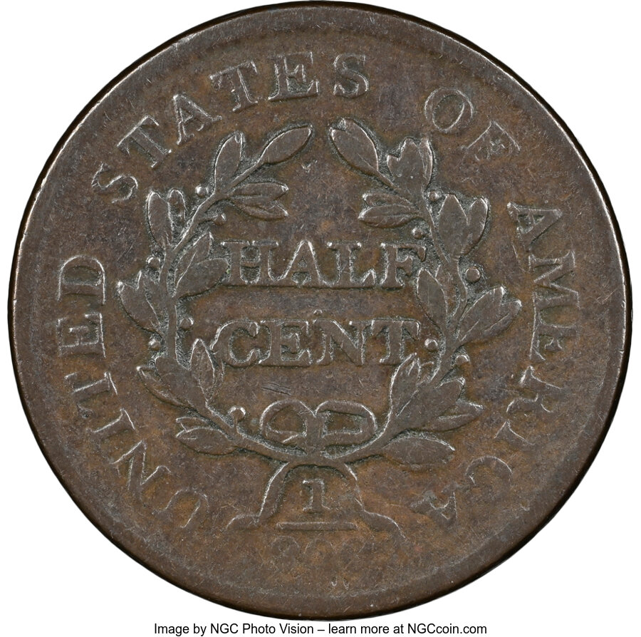 1804 1/2c Crosslet 4, No Stems MS BN G6 BN CAC thumbnail 2