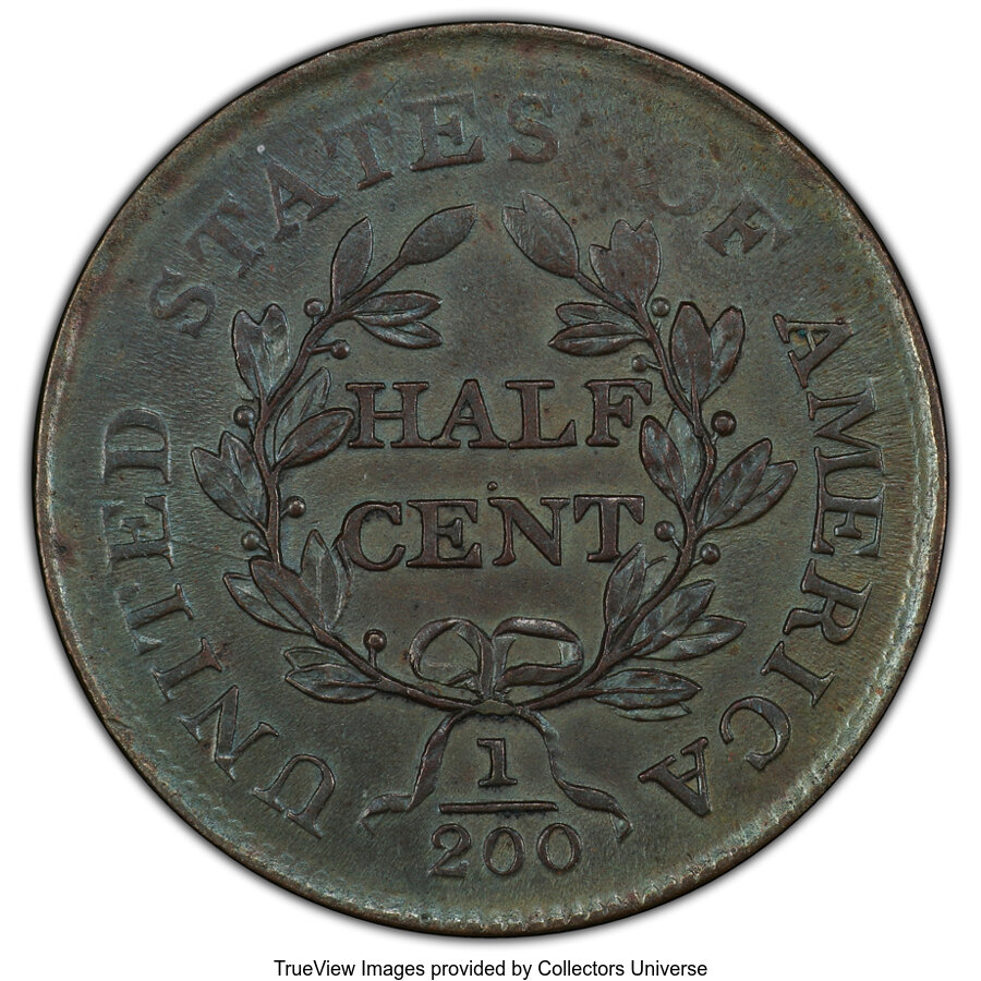1804 1/2c Plain 4, No Stems, C-13 MS BN AU58 BN thumbnail 2
