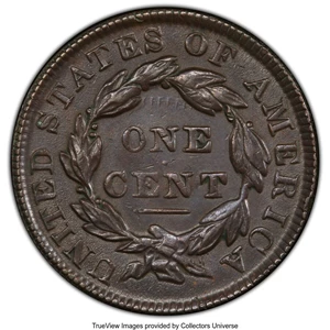 image for: 1835 1C Small 8, Small Stars, N-13, R.3, AU50 PCGS. Ex: COL Ellsworth Collection. PCGS Population: (2/4 and 0/0+). NGC Cens...