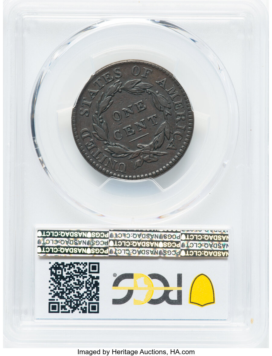 1819/8 1c Large Date, N-1 MS BN VF30 BN thumbnail 2