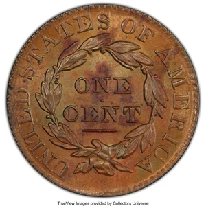 image for: 1831 1C Large Letters, N-1, R.1, MS63 Brown PCGS. Ex: COL Ellsworth Collection. PCGS Population: (2/1 and 0/1+). NGC Census...