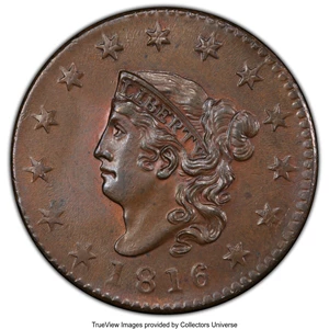 image for: 1816 1C N-7, R.3, MS63 Brown PCGS. CAC. Ex: COL Ellsworth Collection. PCGS Population: (1/2 and 0/1+). NGC Census: (1/1 and...