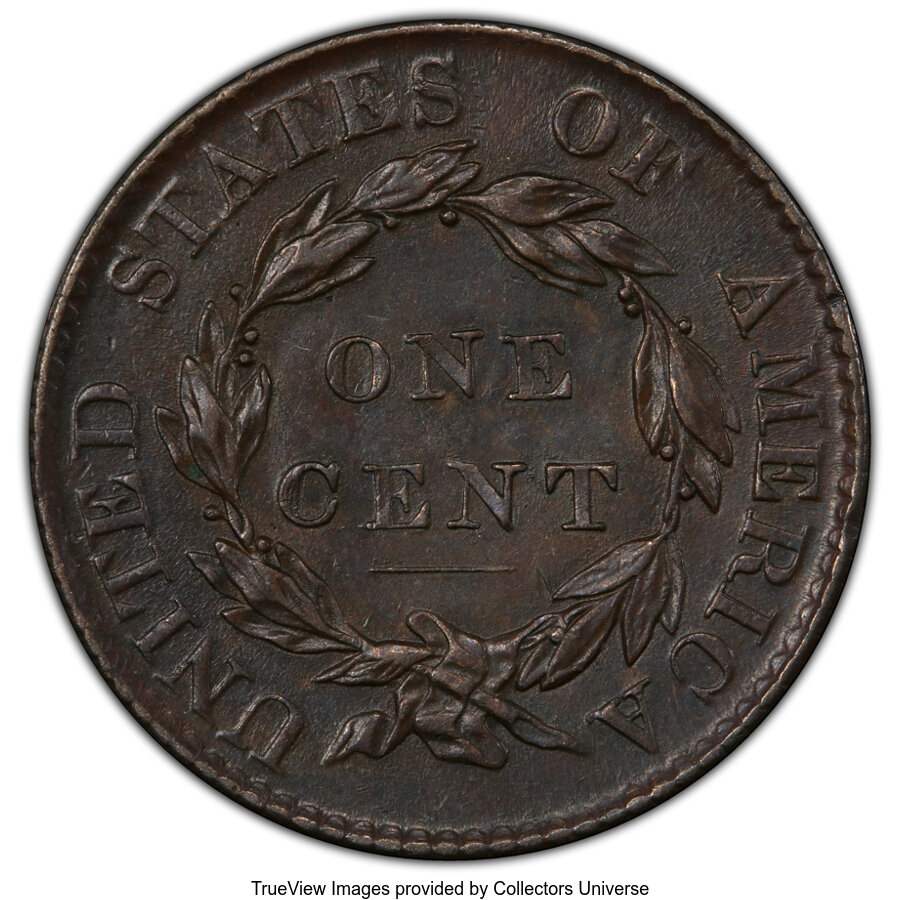 1819 1c Small Date MS BN AU55 BN CAC thumbnail 2