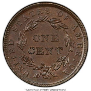 image for: 1839 1C Booby Head, N-14, R.3, MS62 Brown PCGS. Ex: COL Ellsworth Collection. PCGS Population: (2/5 and 0/1+). NGC Census: ...