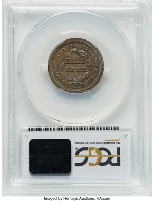 image for: 1840 1/2 C Second Restrike, B-3, R.6, PR65 Brown PCGS. CAC. ...
