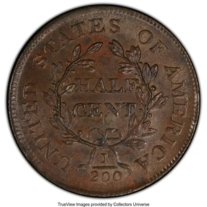 image for: 1805 1/2 C No Stems, C-1, B-1, R.1, MS65 Brown PCGS. PCGS Population: (3/0 and 0/0+). NGC Census: (0/0 and 0/0+). CDN: $18,...