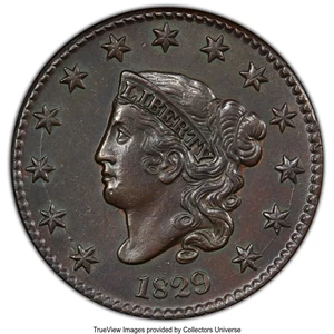 image for: 1829 1C Medium Letters, N-3, R.3, AU55 PCGS. ...