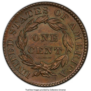 image for: 1830 1C Large Letters, N-1, R.1, MS64 Brown PCGS. CAC. Ex: COL Ellsworth Collection. PCGS Population: (3/1 and 0/0+). NGC C...