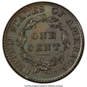 image for: 1824 1C N-4, R.2, MS61 Brown PCGS. Ex: COL Ellsworth Collection. PCGS Population: (1/5 and 0/0+). NGC Census: (1/3 and 0/0+...