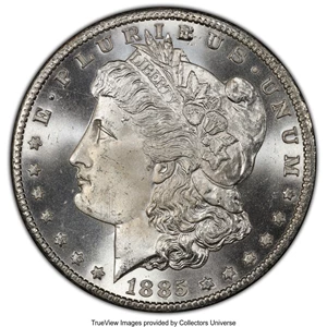 image for: 1885-CC $1 Doubled Dash, VAM-4, MS66 PCGS. A Hot 50 Variety. PCGS Population: (14/0 and 5/0+). NGC Census: (10/1 and 2/0+)....