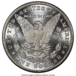 image for: 1885-CC $1 Doubled Dash, VAM-4, MS66 PCGS. A Hot 50 Variety. PCGS Population: (14/0 and 5/0+). NGC Census: (10/1 and 2/0+)....