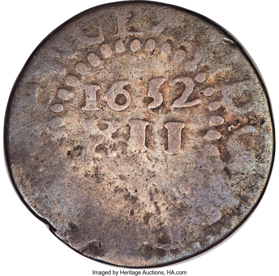 1652 Shilling Pine Tree, Small Planchet VG10 thumbnail 2