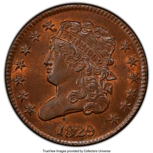 image for: 1829 B-1, C-1, R.1, MS65 Red and Brown PCGS. CAC. The 1829 is an available Classic Head date, with a reverse die unique to t...