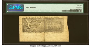image for: Maryland January 1, 1767 $6 PMG Choice Extremely Fine 45 Net....